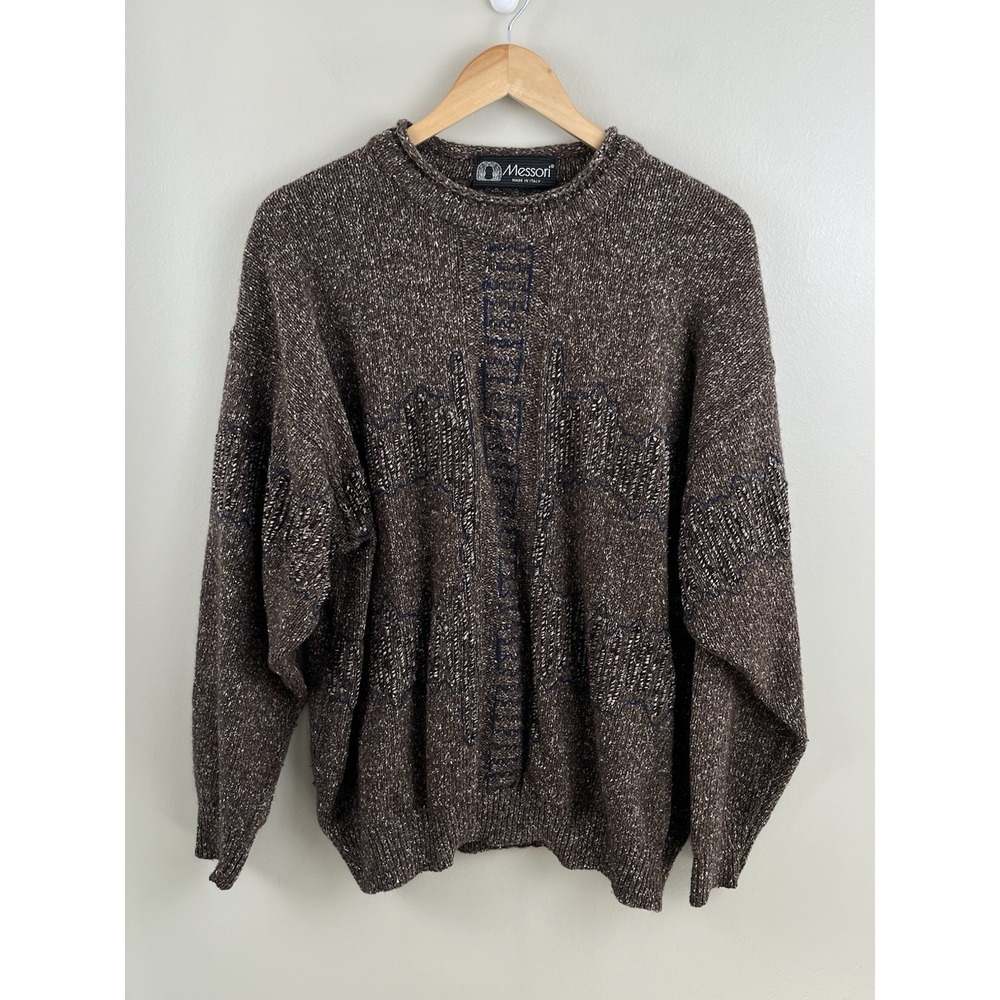 Messori Vtg Sweater Men's Wool Silk Blend Classic Crew Neck Sz Lg Made In Italy